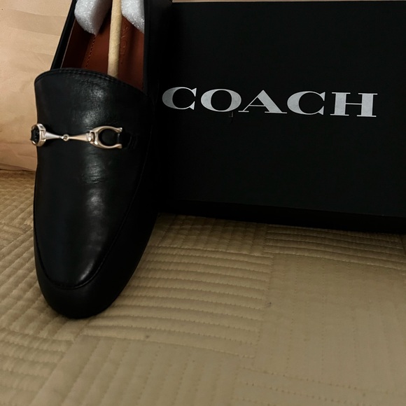 Coach Black Loafers with Gold Accent - Picture 5 of 8
